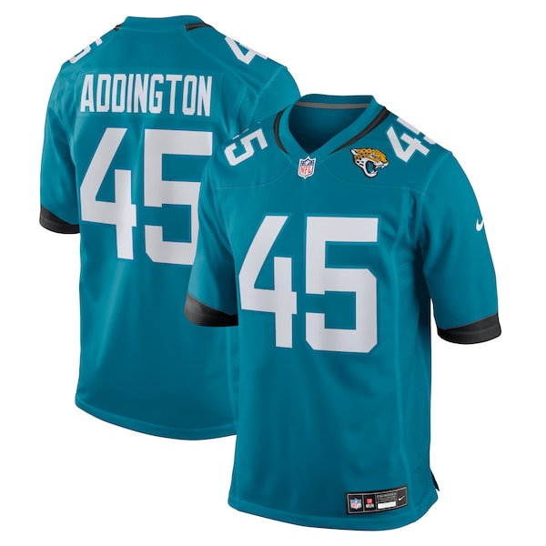 Tucker Addington Jacksonville Jaguars Nike Team Game Jersey -  Teal