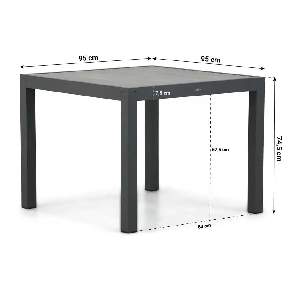 Dining Tuintafel vierkant 95 x 95 cm Grijs Residence