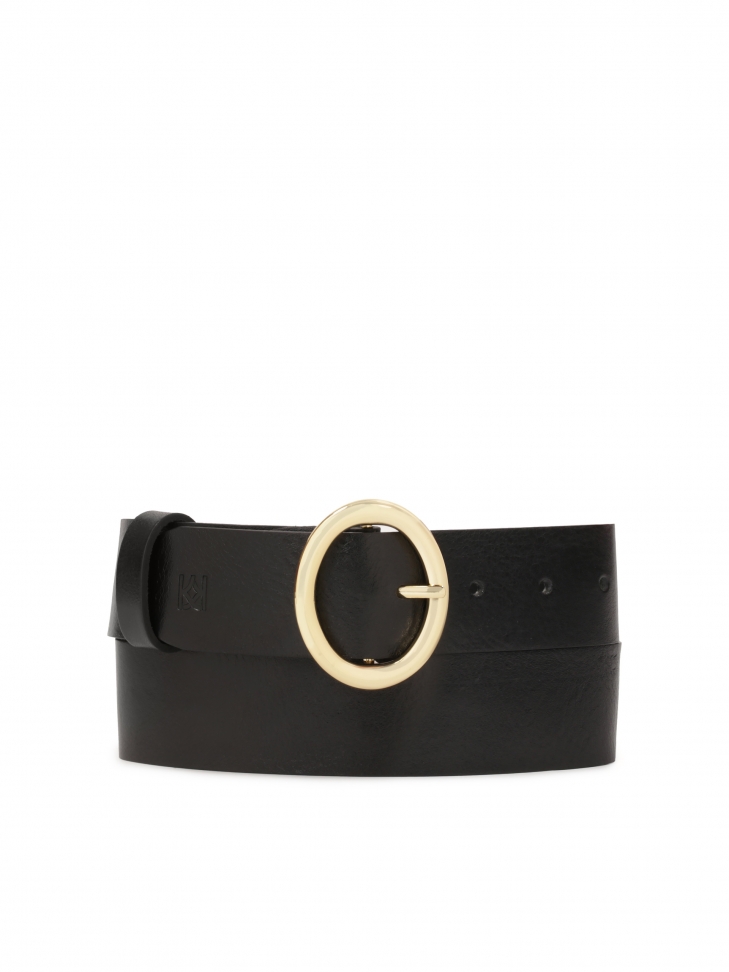 Classic black belt with round buckle