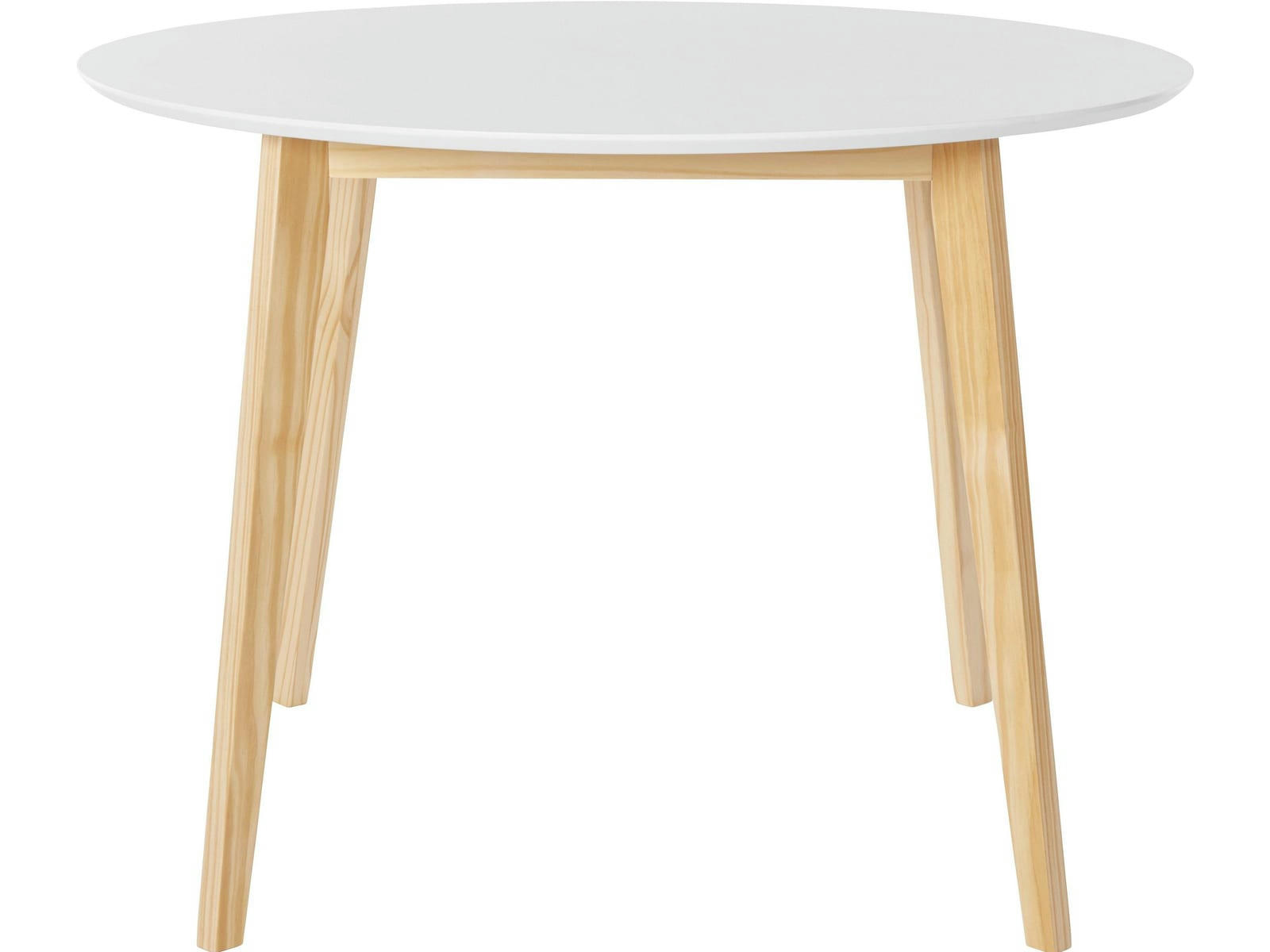 CODY - Table de salle à manger ronde en MDF blanc avec cadre en pin nature