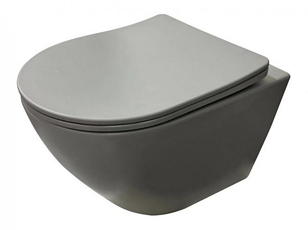 Cuvette suspendue sans bride KELOS Flush Gris Clair avec abattant