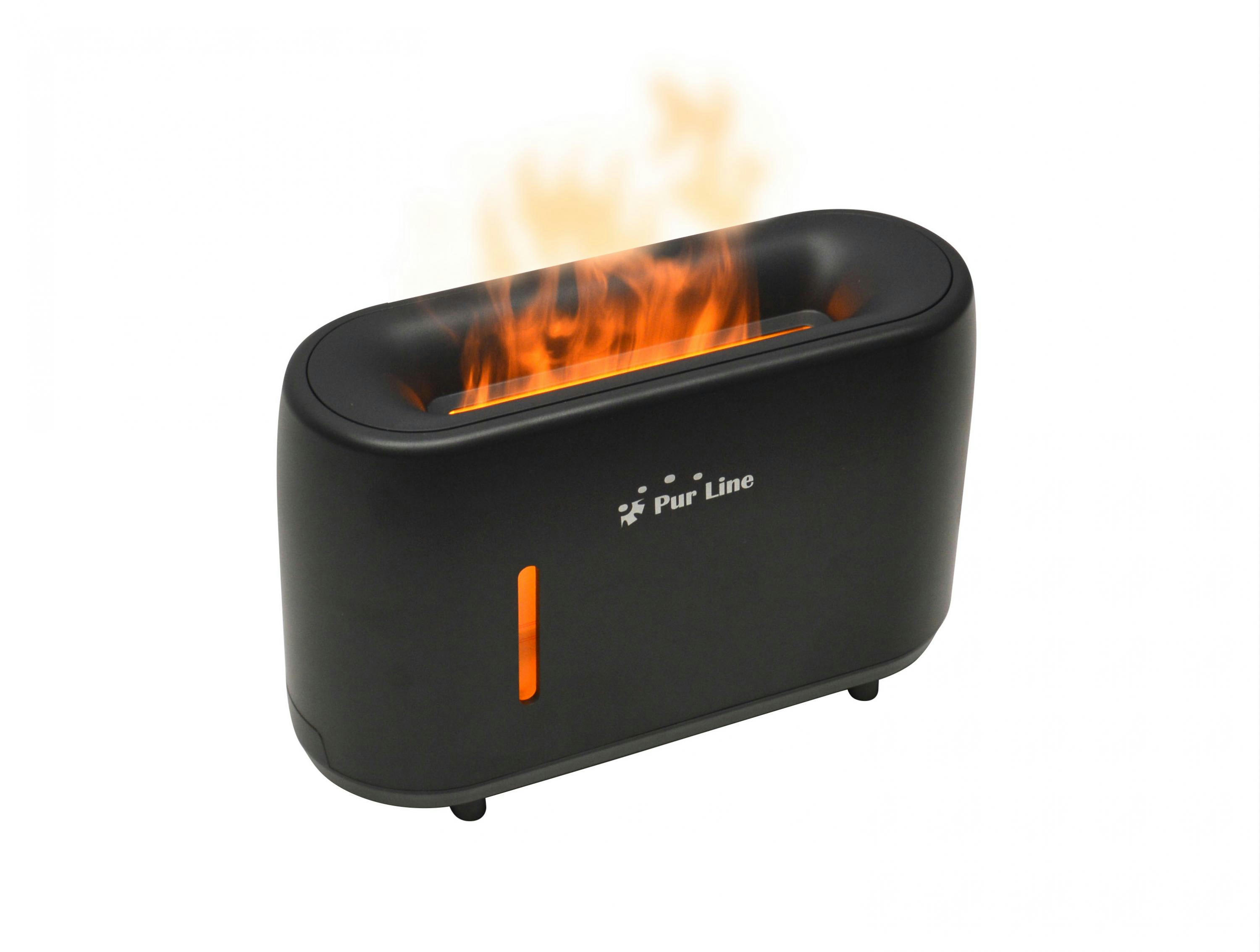 - Diffuseur d'arômes à ultrasons avec effet de flamme en noir