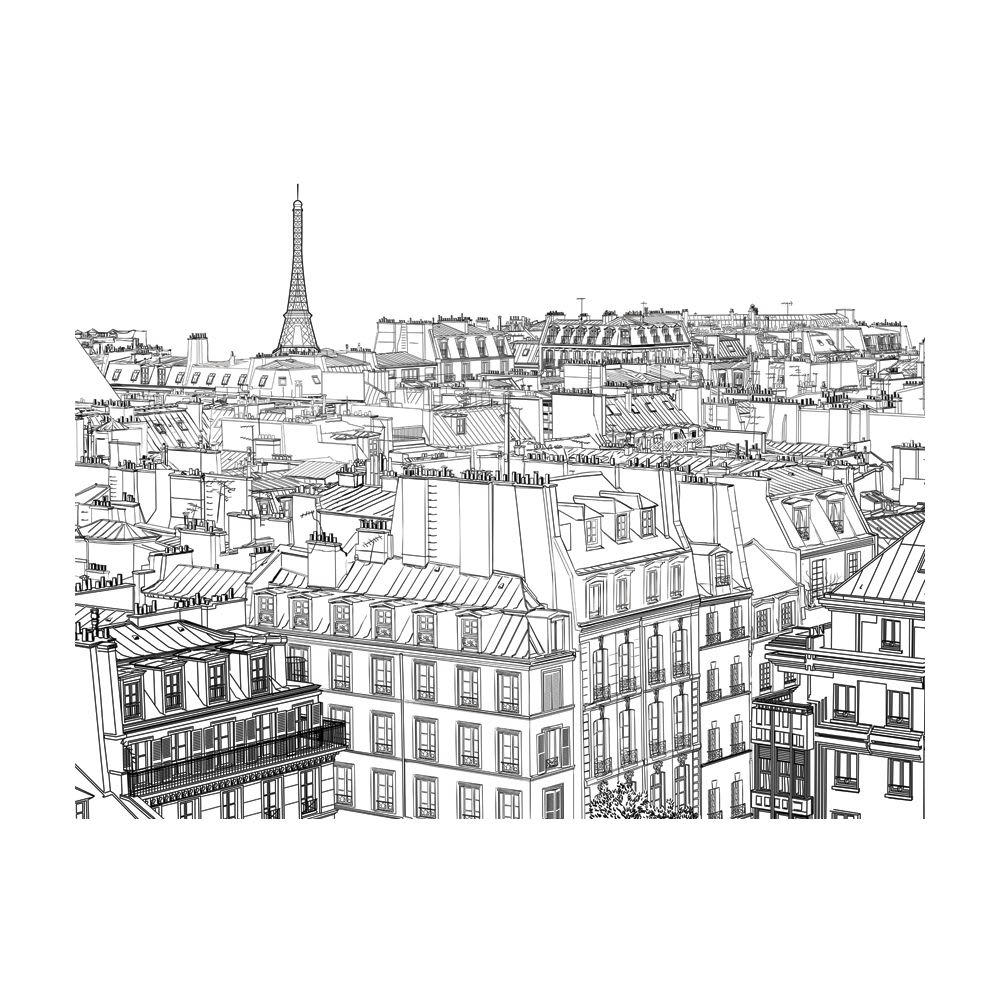 - Papier peint panoramique architecture croquis parisien 350x270 cm