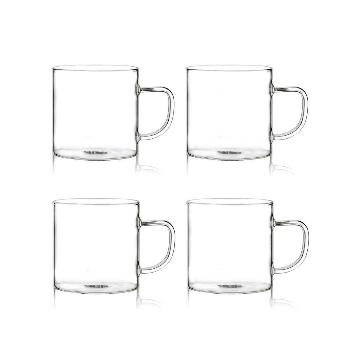 HELYA - Lot de 4 tasses expresso en verre 12cl
