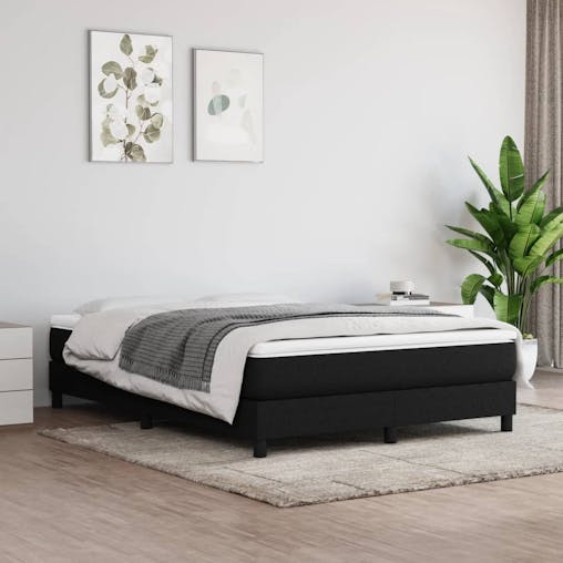 NNEVL Bed Frame Black 153x203 cm Queen Size Fabric