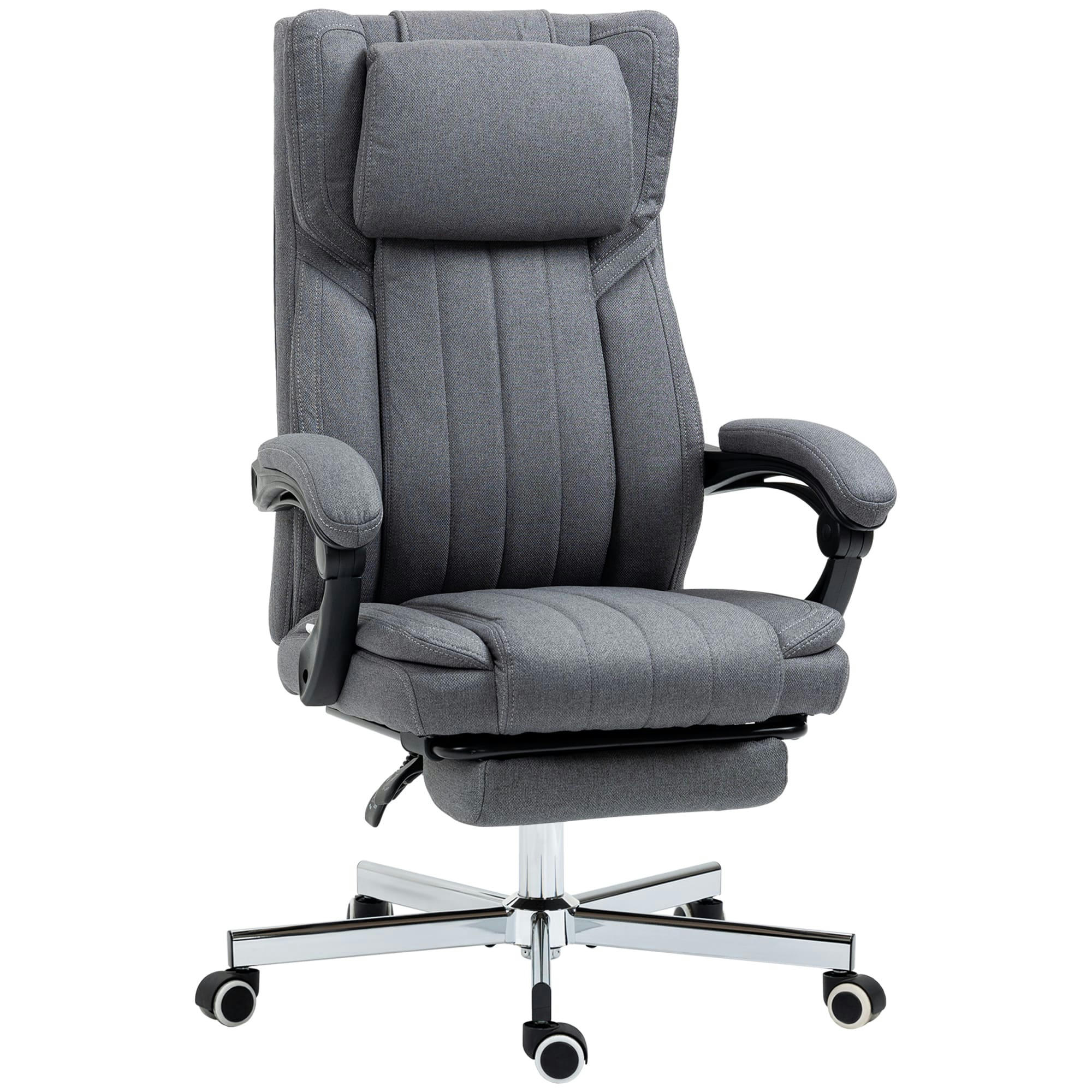 - Fauteuil de bureau manager inclinable repose-pied tétière tissu gris