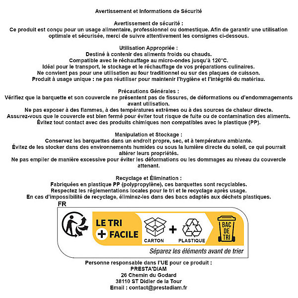 300 Barquettes Micro-ondables 1000 ml à Couvercle Attenant (185 x 135 x H. 84 mm) en PP Pratiques et Résistantes - D-Work