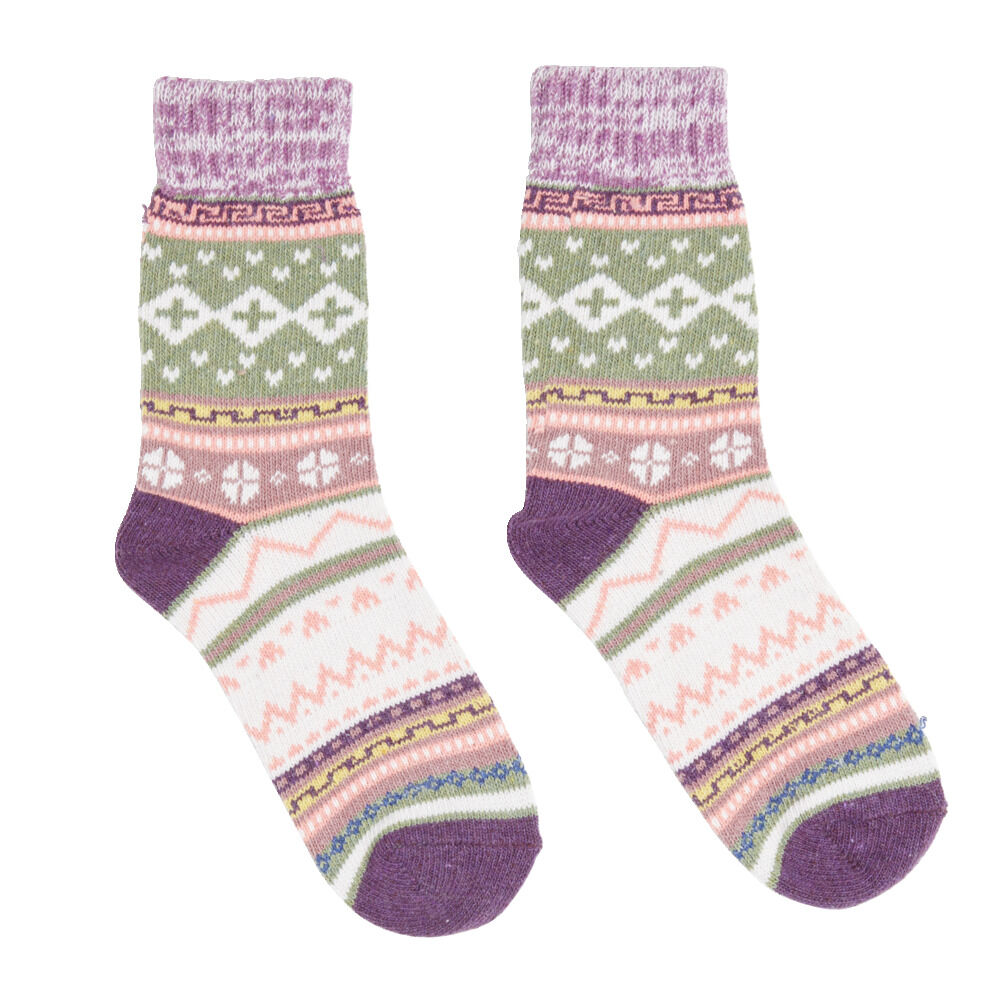 Chaussettes femme hiver tige longue motif jacquard - 5 modèles
