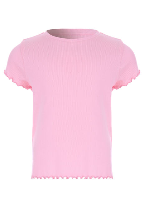 Younger Girls Pink Frill Trim Top