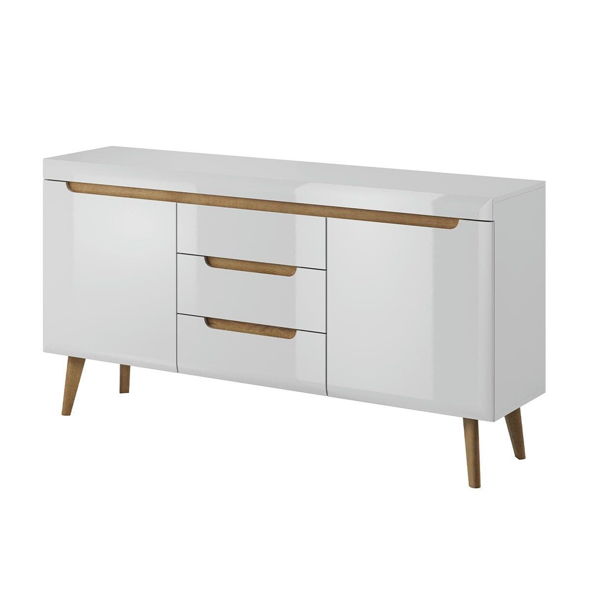 - Buffet 2 portes 3 tiroirs blanc et naturel