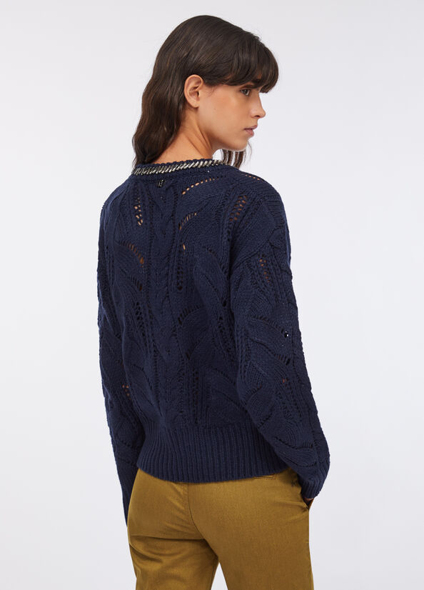 Maglia traforata con pietre gioiello