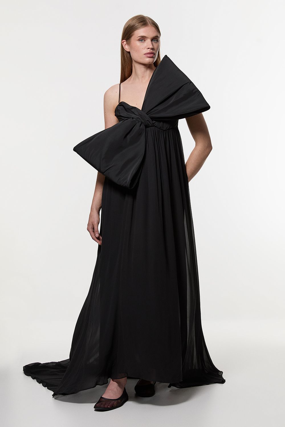 KarenMillen Taffeta Bow Detail Woven Maxi Dress