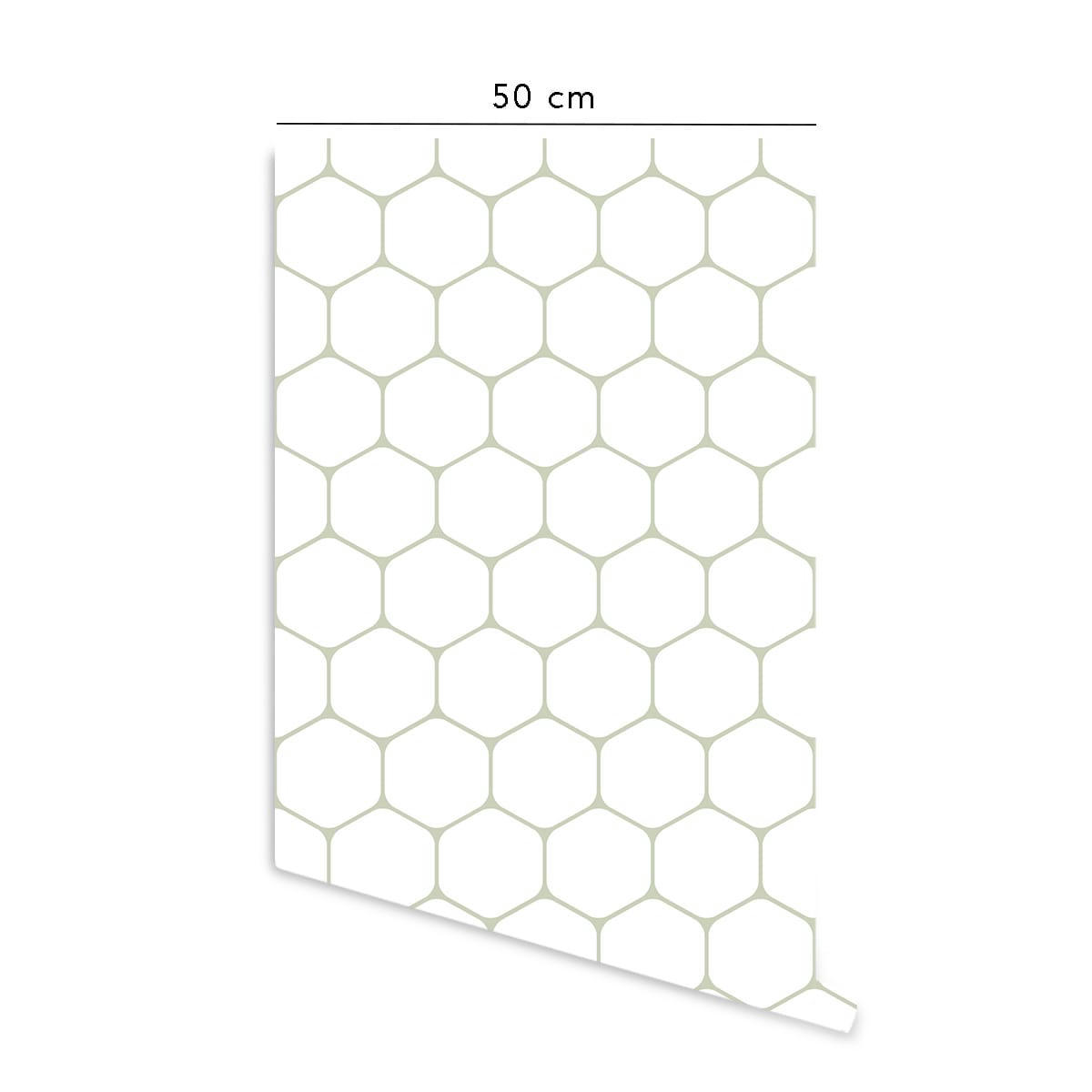 HIVE - Papier peint vinyle adhésif ruche sauge 50x300 cm