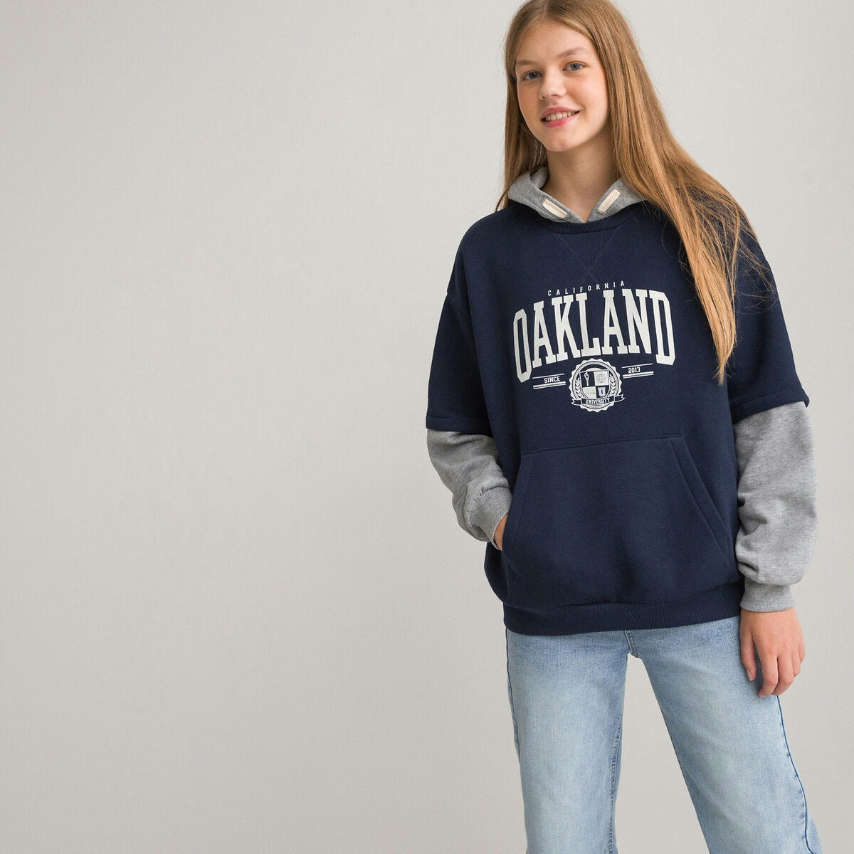 Sweat oversize capuche campus en molleton unisexe