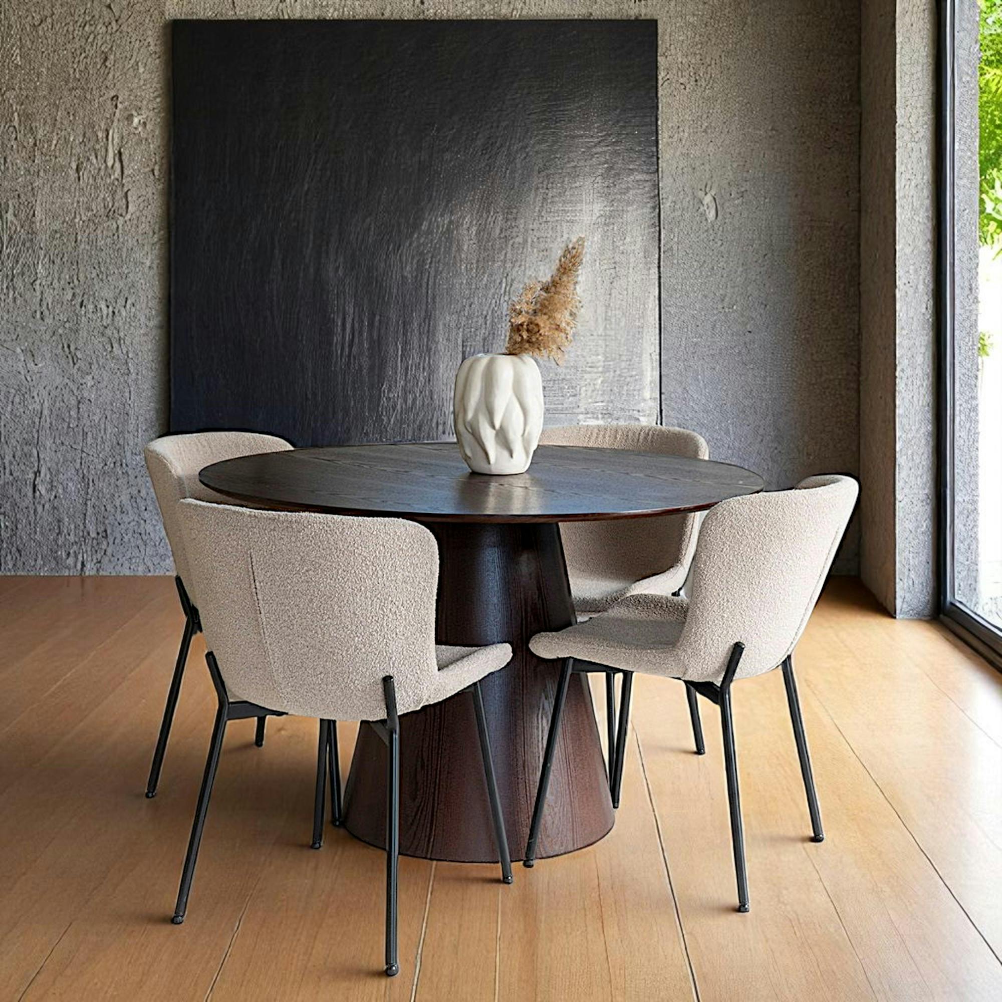 Table ronde style vintage placage noyer Ø120 cm LISBONNE