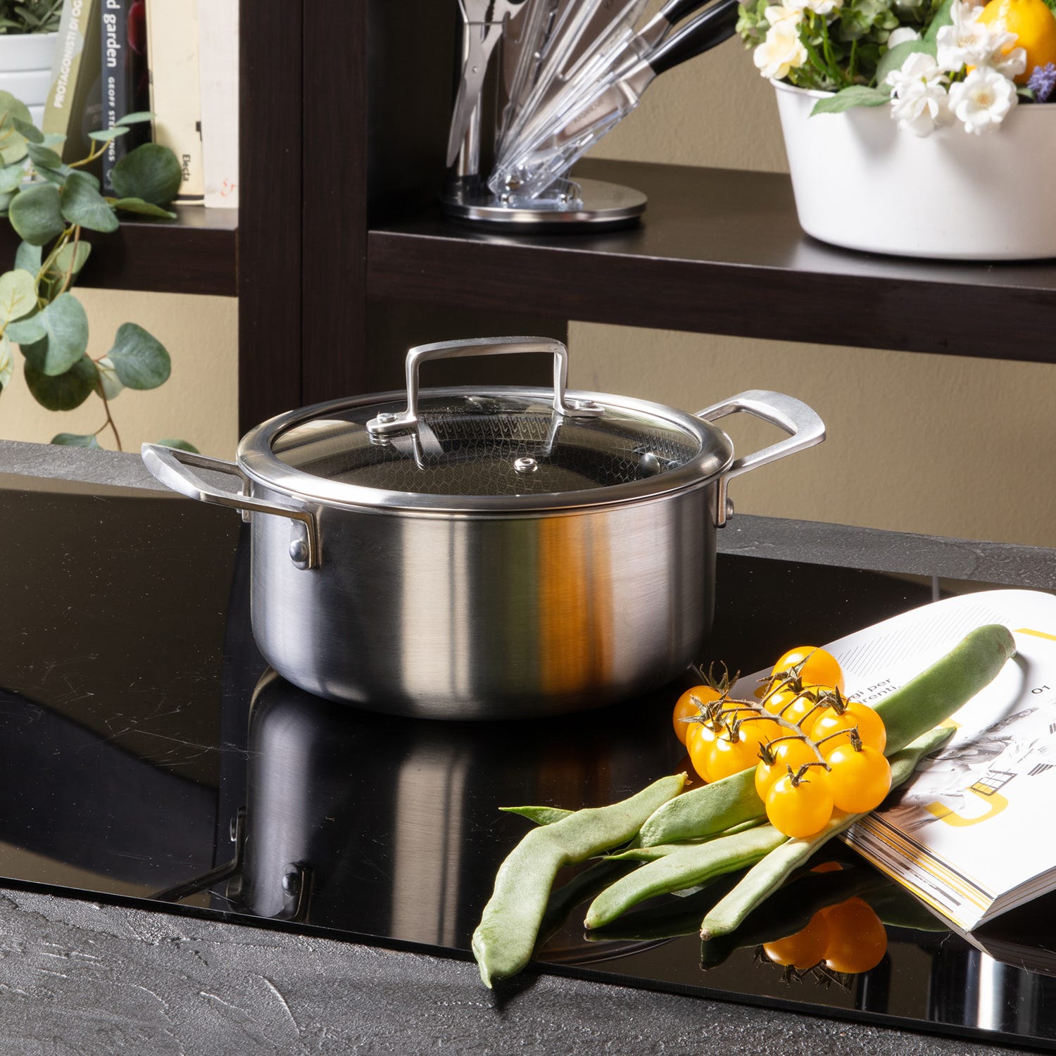 Casseruola 20 cm con coperchio a 3 strati Tri - ply
