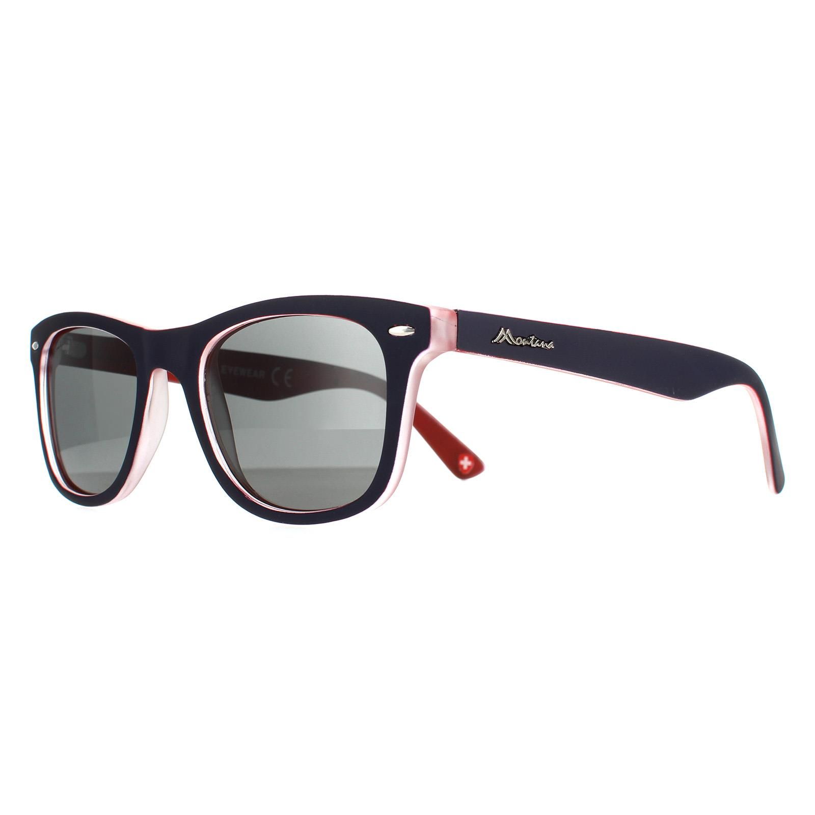 montana Square Blue Red Rubbertouch Grey Polarized MP41 Sunglasses