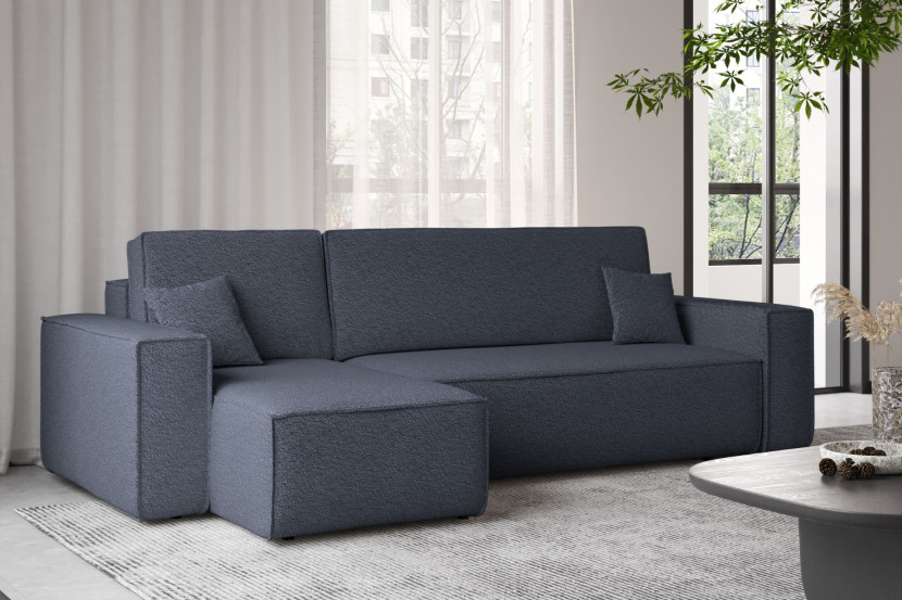 Sofa w kształcie L BEST, tkanina Abriamo, Ciemnoniebieski Lewostronny
