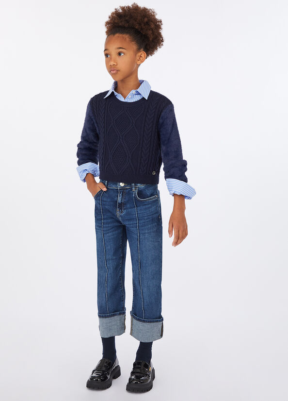 Jeans straight con risvolto