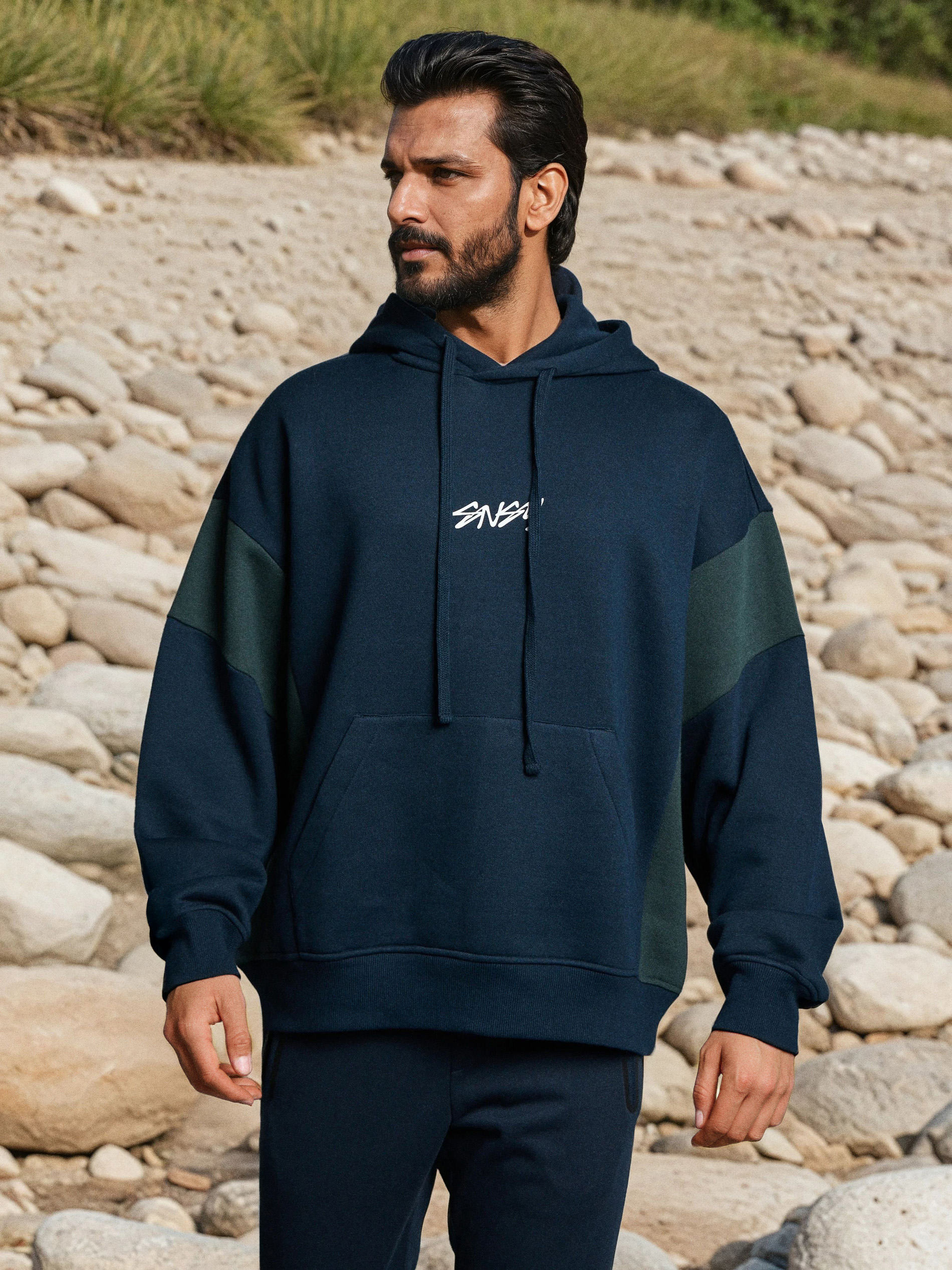 Bluza hoodie color-block
