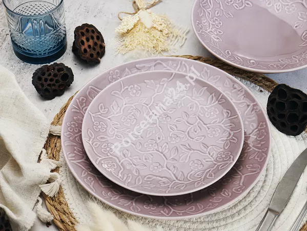 Komplet talerzy na 6 osób (18 el) Lubiana - Hanami Pudrowy Róż