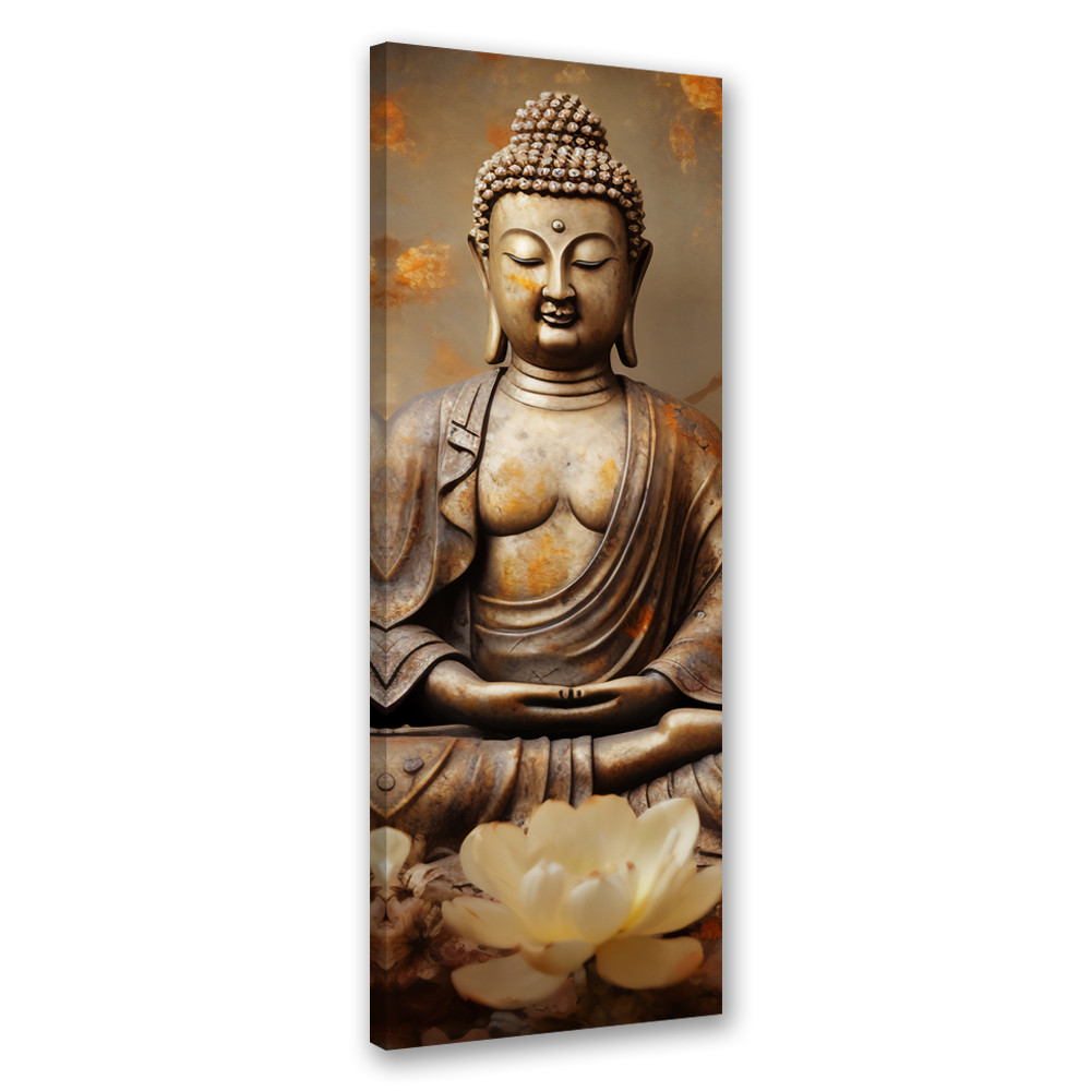 Feeby Obraz na płótnie, Budda z kwiatami zen 30x90