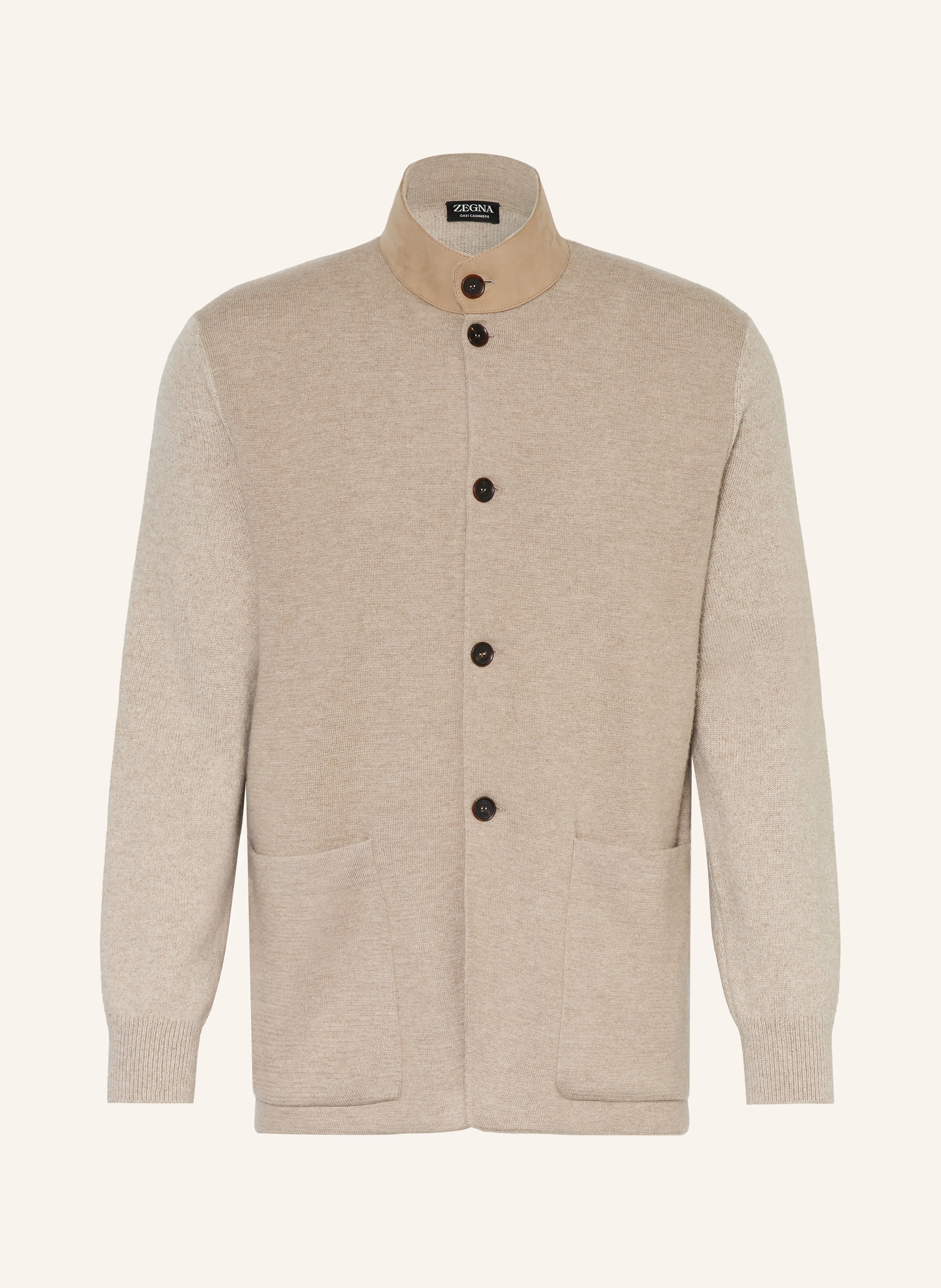 ZEGNA Cashmere-Strickjacke mit Leder