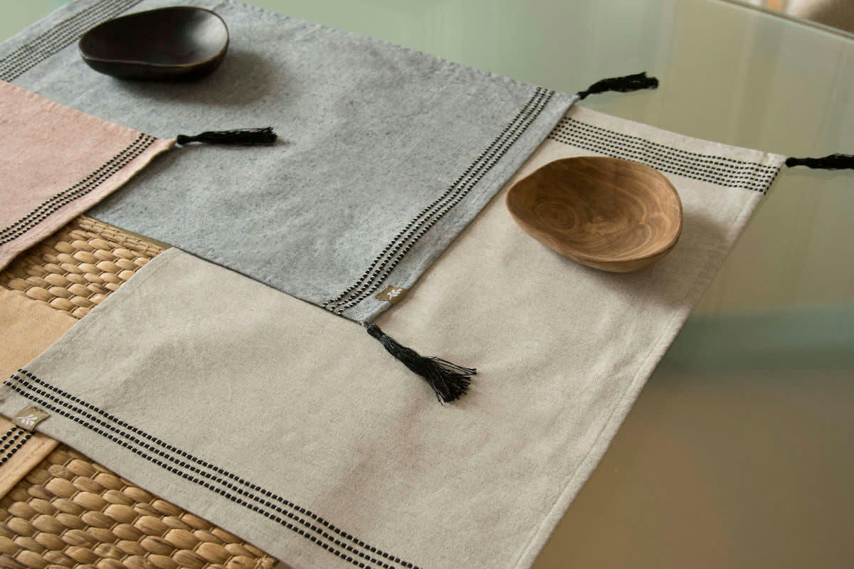 HANA - Sets de table (x4) coton  35x50 gris clair