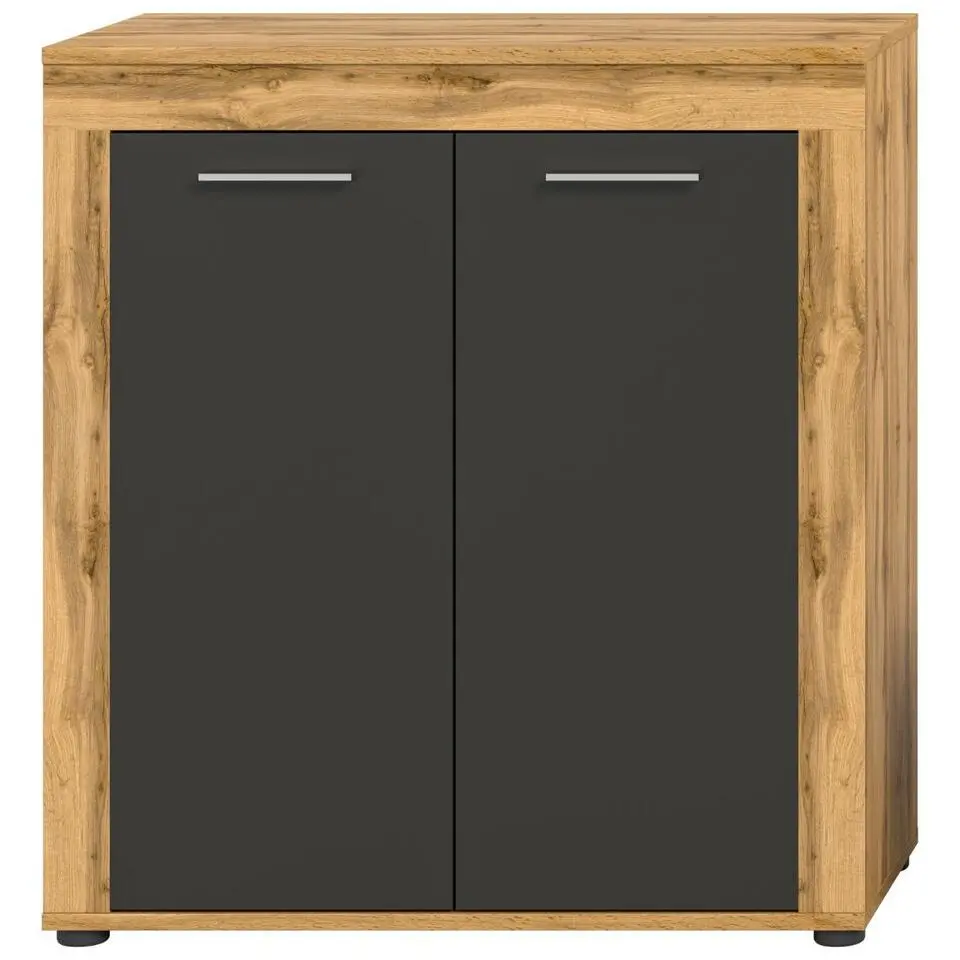 Hioshop Jam dressoir 2 deuren- grijs- eiken decor