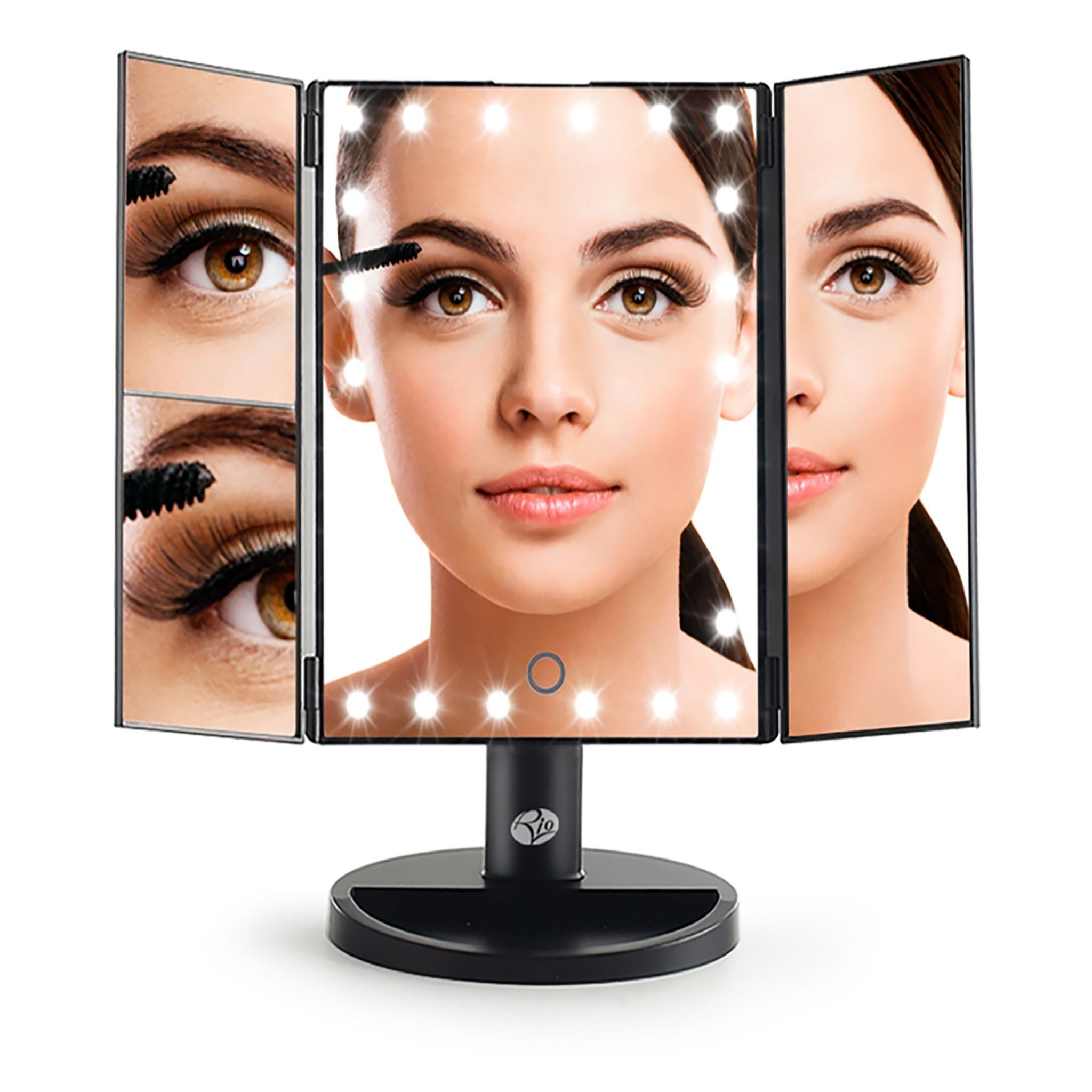 Rio 24 LED Touch Dimmable 3 Way Makeup Mirror with 2 & 3X Magnification