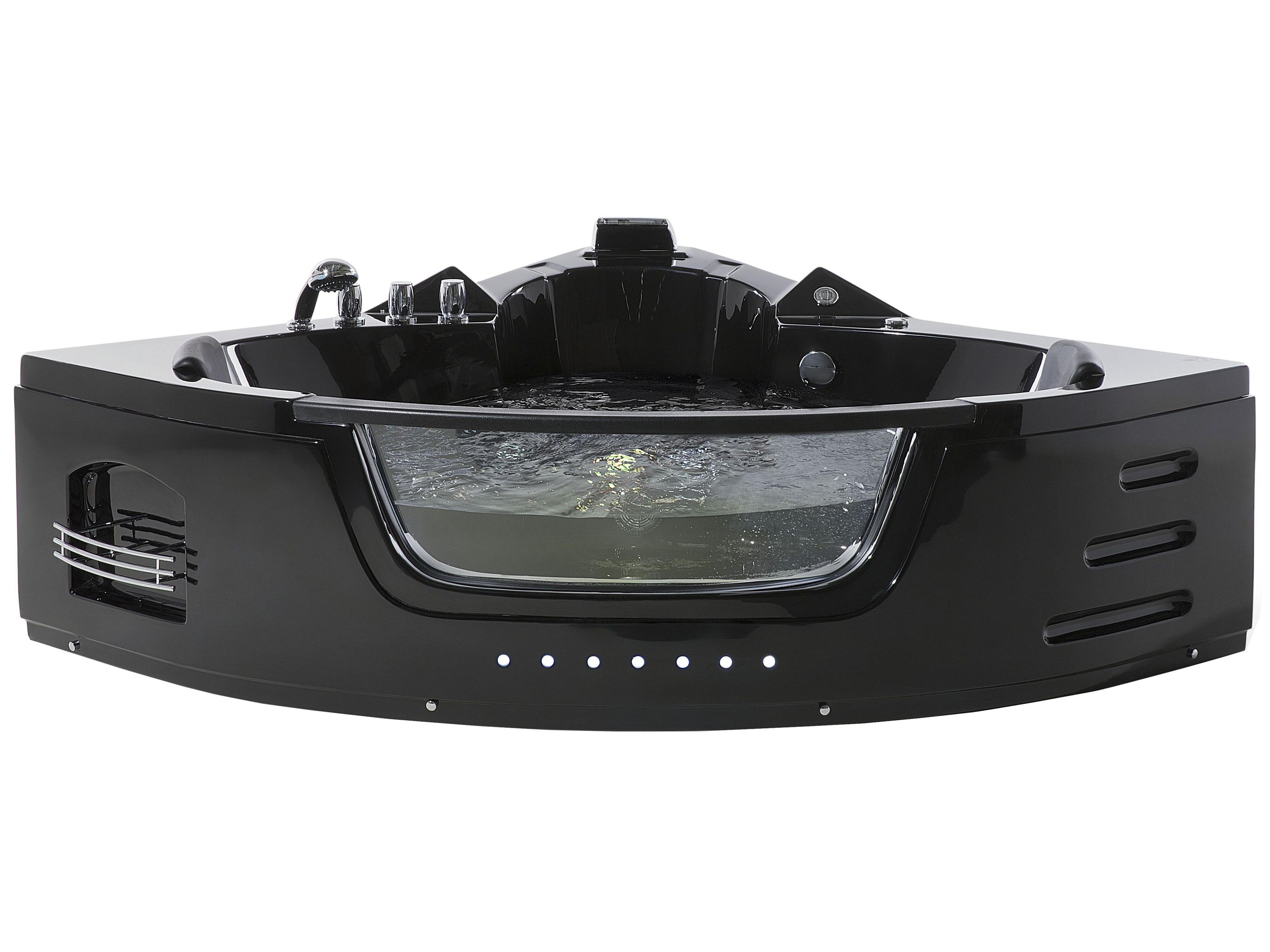 Corner Hot Tub with LED MARTINICA 1980 x 1440 mm Black
