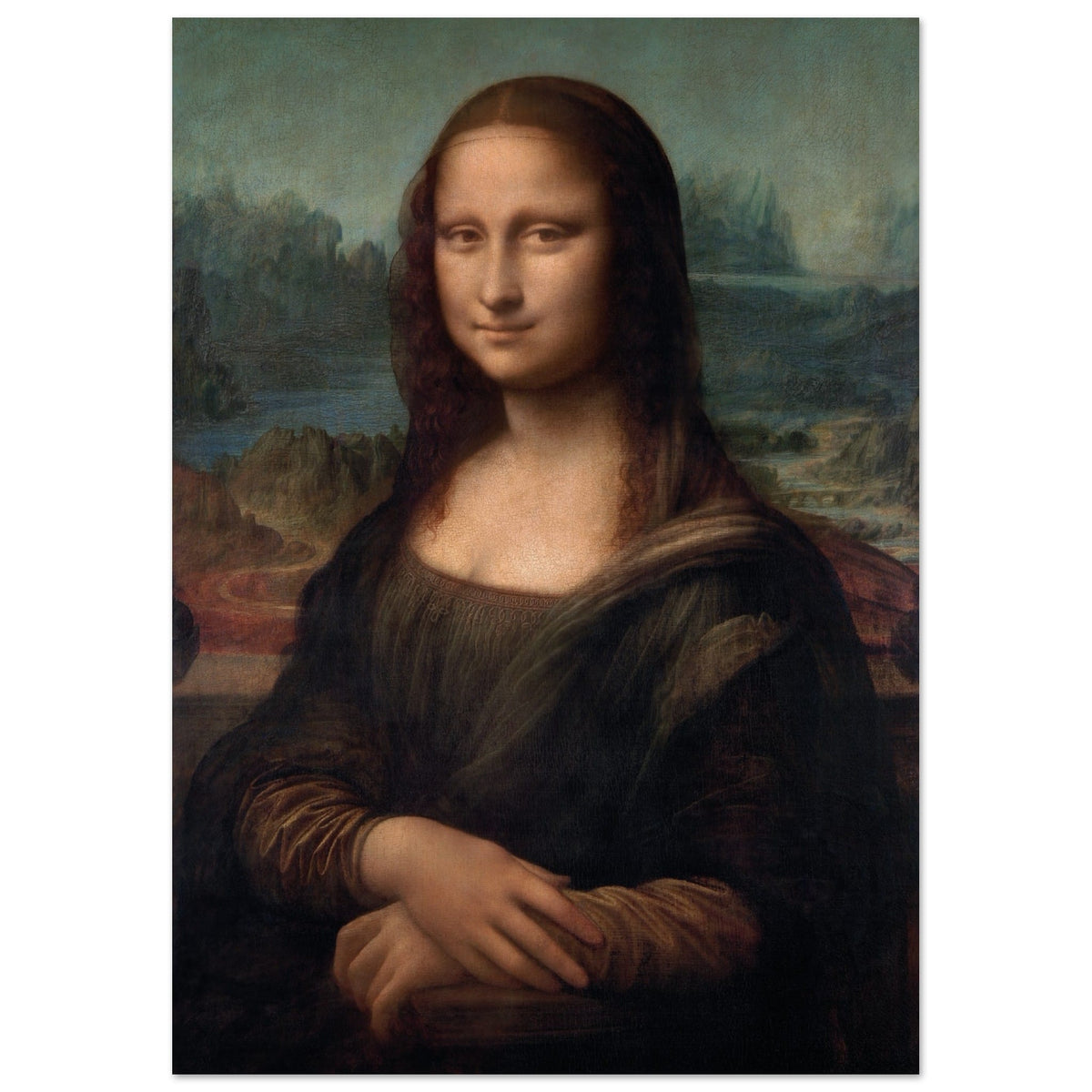 Artfulprints Poster Leonardo Da Vinci - Mona Lisa  - A4 21x29.7 cm - Bruin