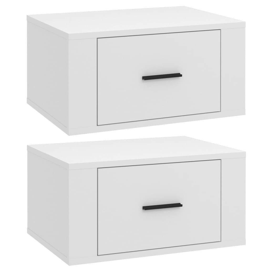 2x Szafka Nocna Stolik Komoda Biała Wisząca Do Sypialni 50x36x25 cm