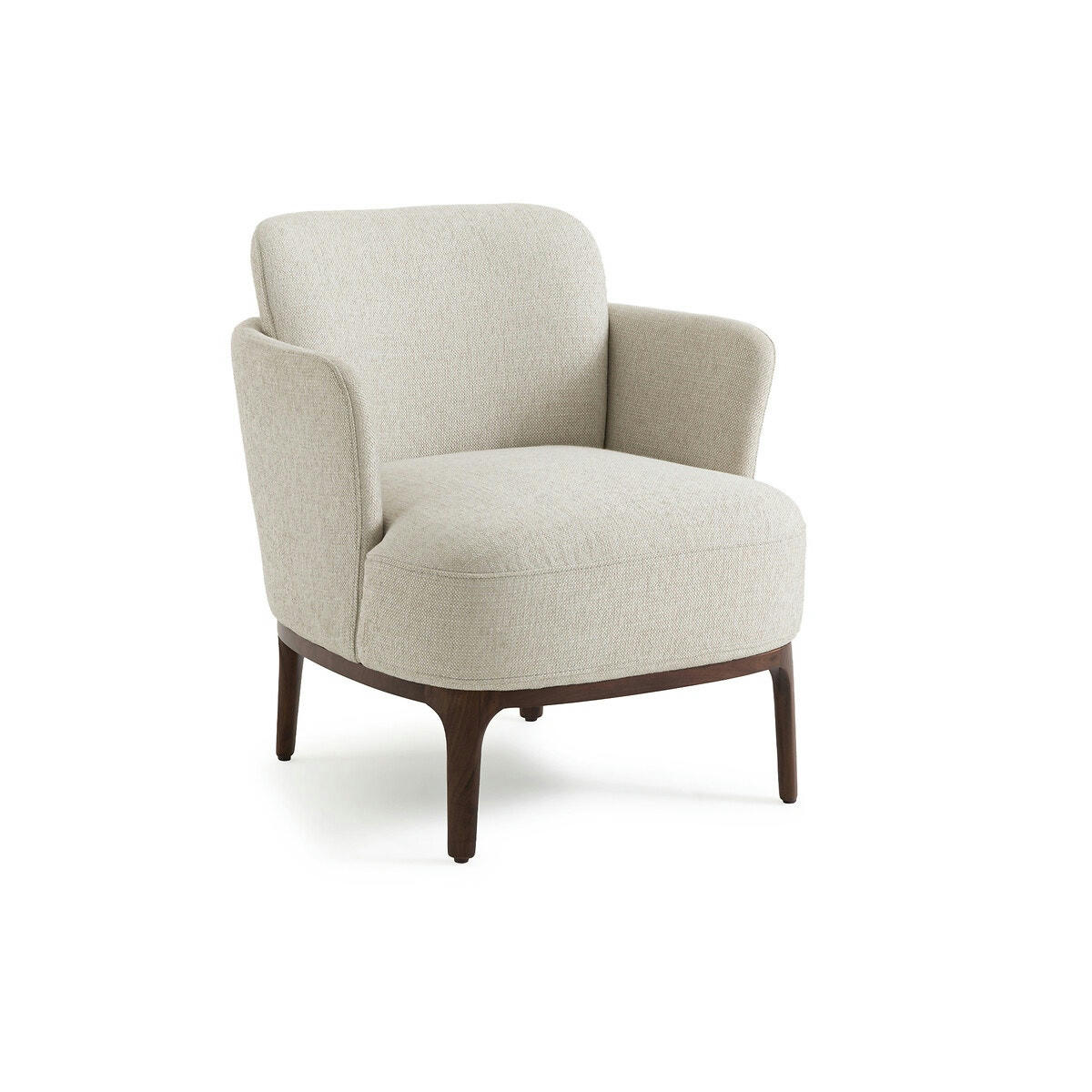 Fauteuil en noyer et tissu texturé, Jabote