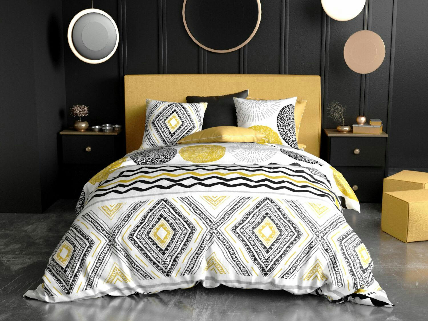 AVIO - Parure housse de couette coton noir 220x240 cm