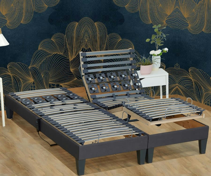 RELAX SOM LATTE+PLOT - Lot 2 Sommiers relaxation electrique Anthracite 2x80x200