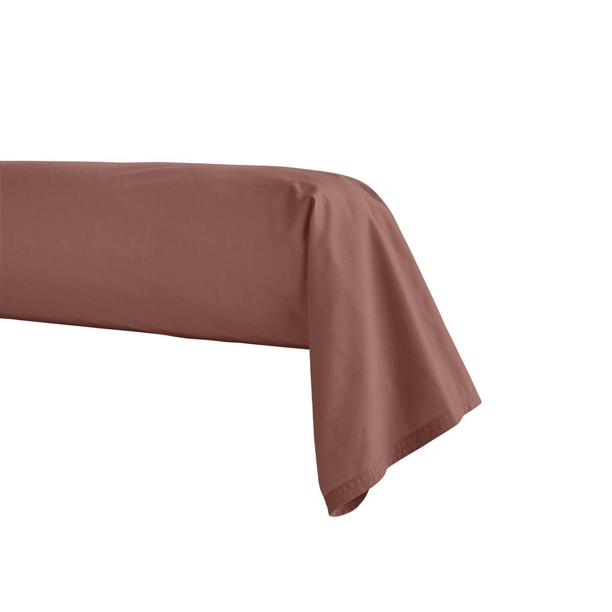 PREMIÈRE - Taie de traversin en percale de coton bois de rose 43x190