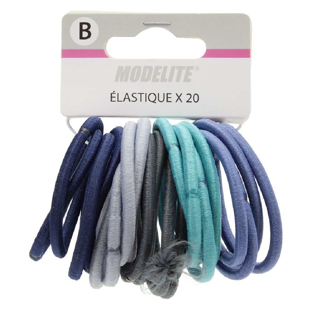 élastique sans métal uni bleu gris x20