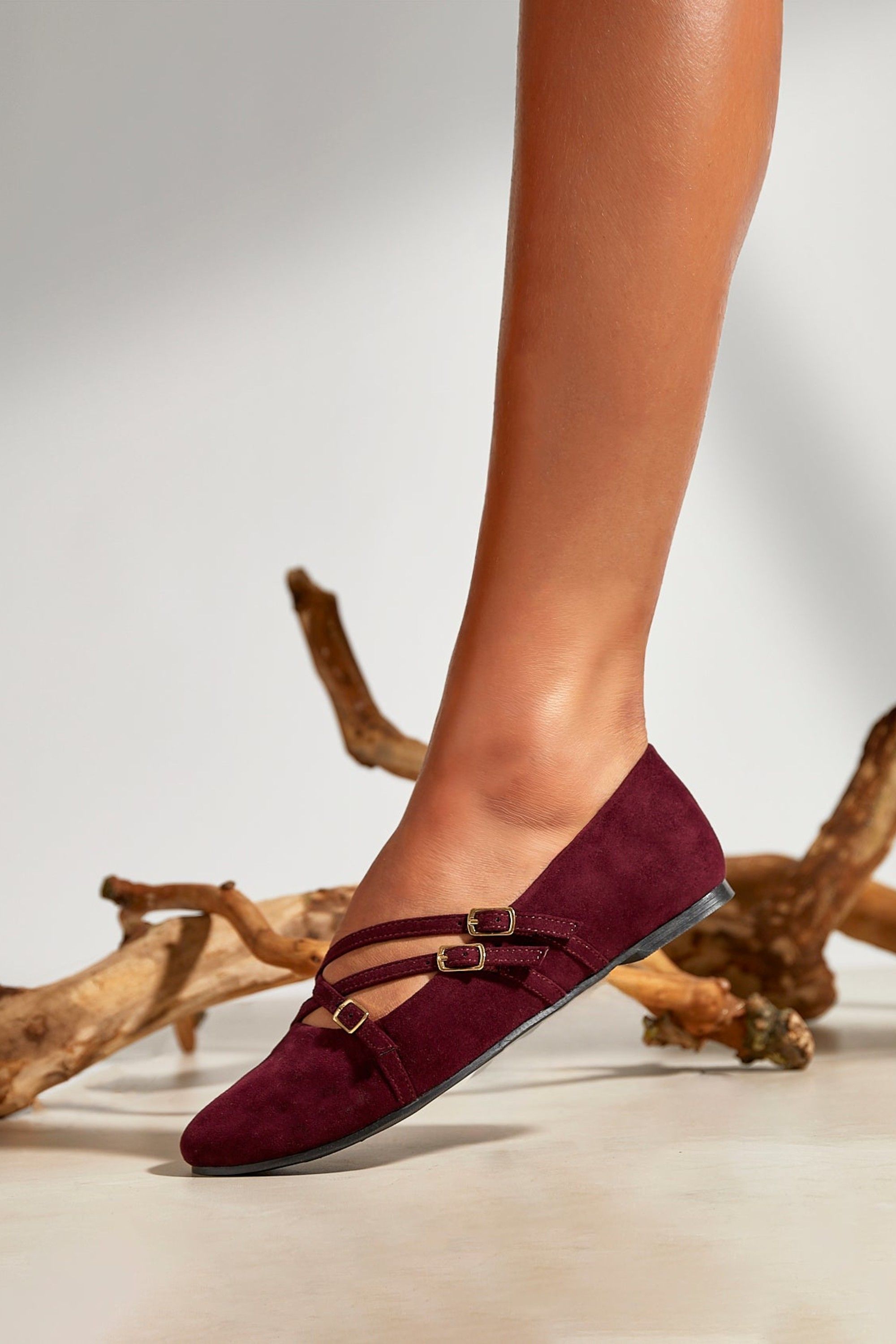 Linzi Matrix Burgundy Mary Jane Flats