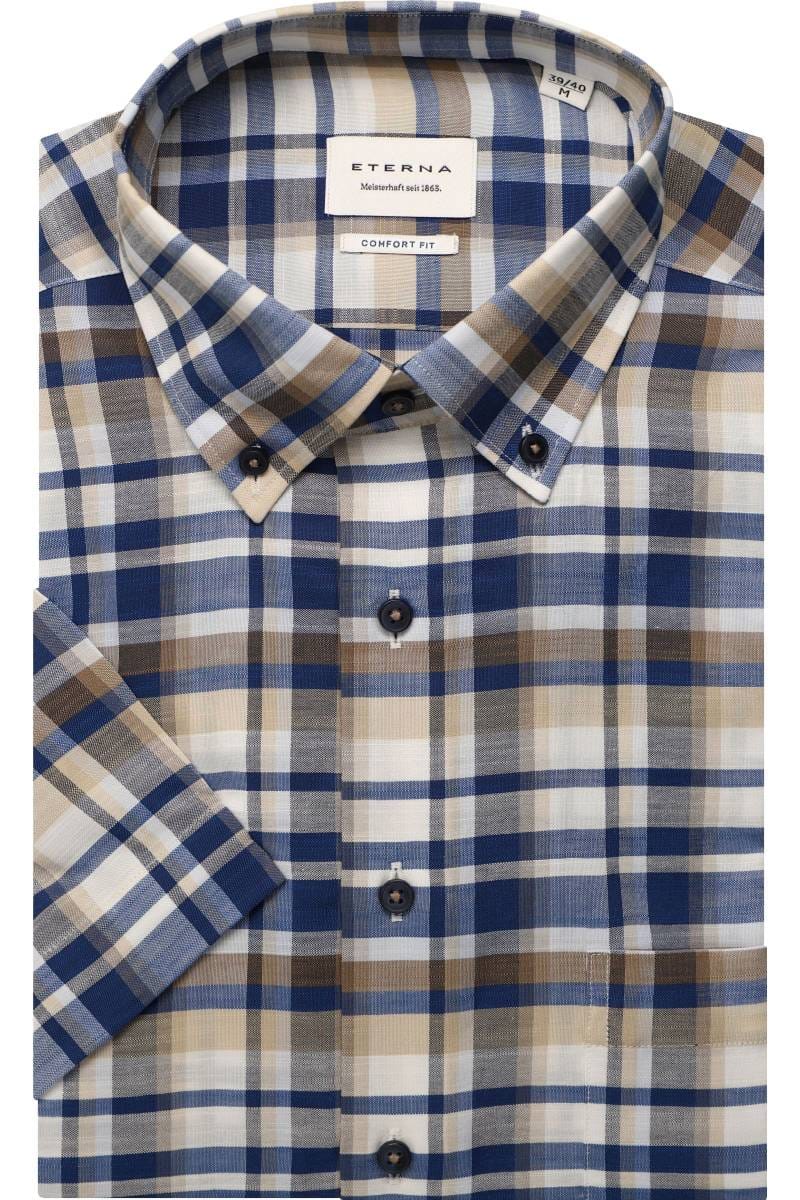 ETERNA Comfort Fit Tencel Hemd marine, Kariert
