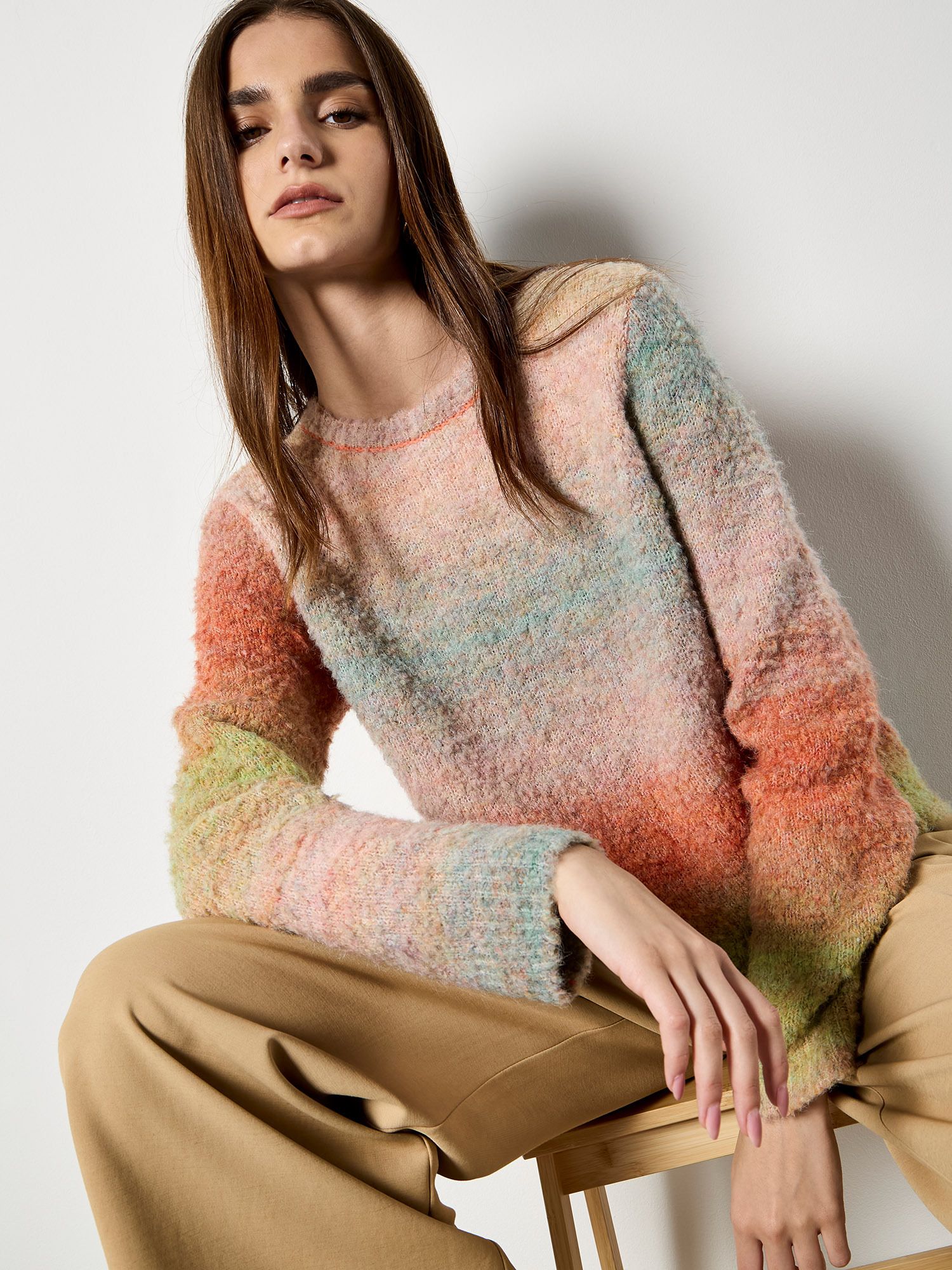 Apricot Ombre Space Dye Boucle Jumper