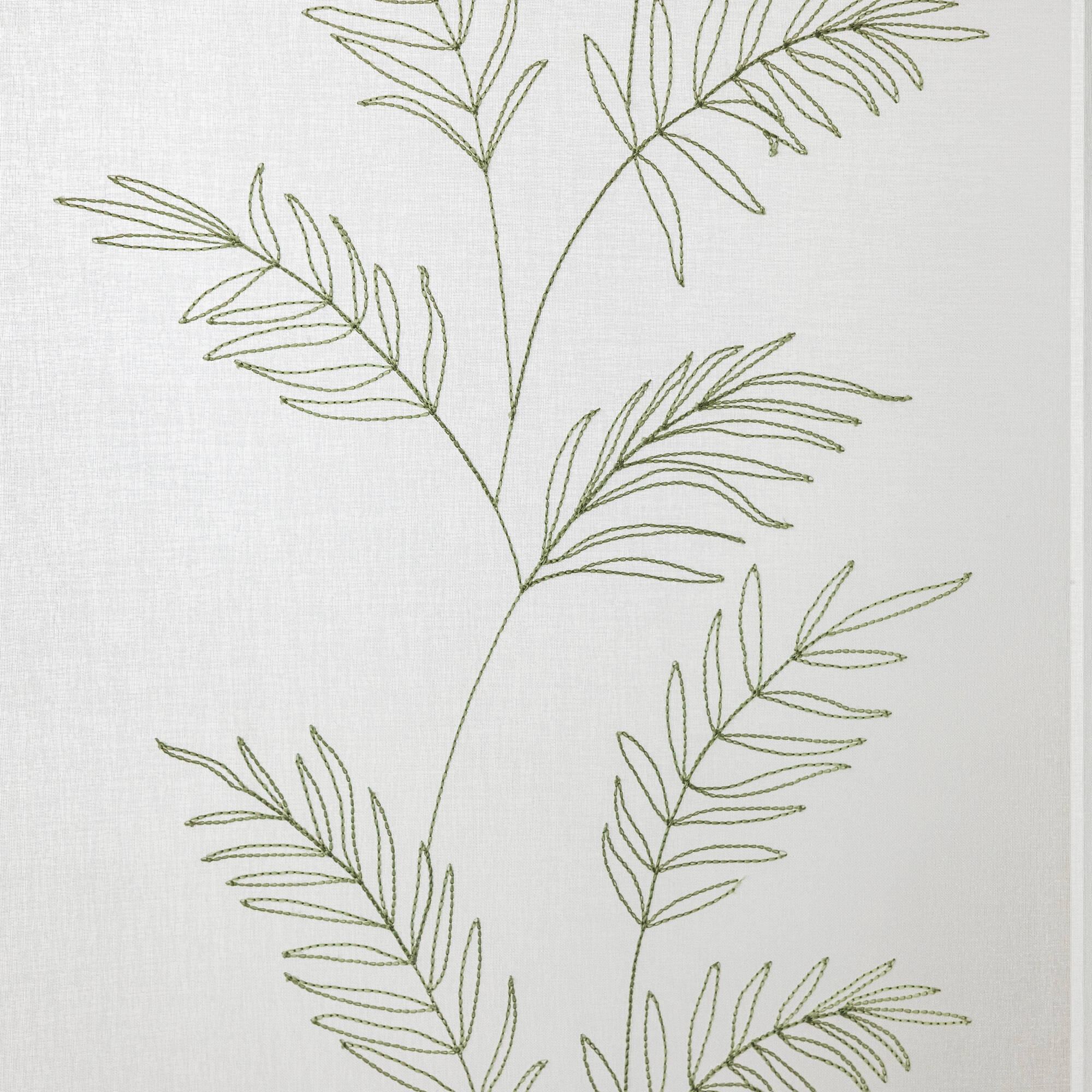 Vitrage voile brodé grandes feuilles - la paire