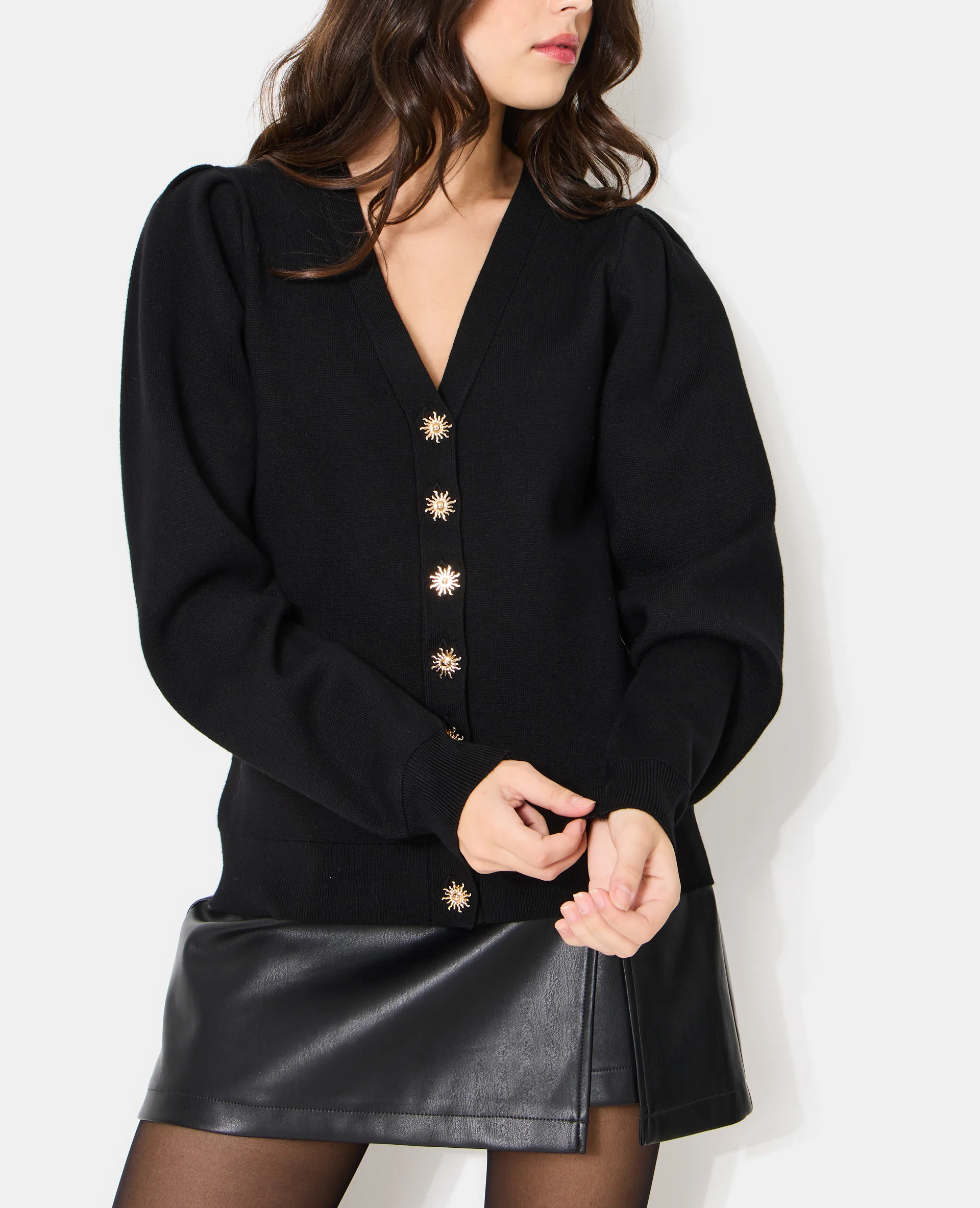 Gilet maille compacte avec boutons soleil