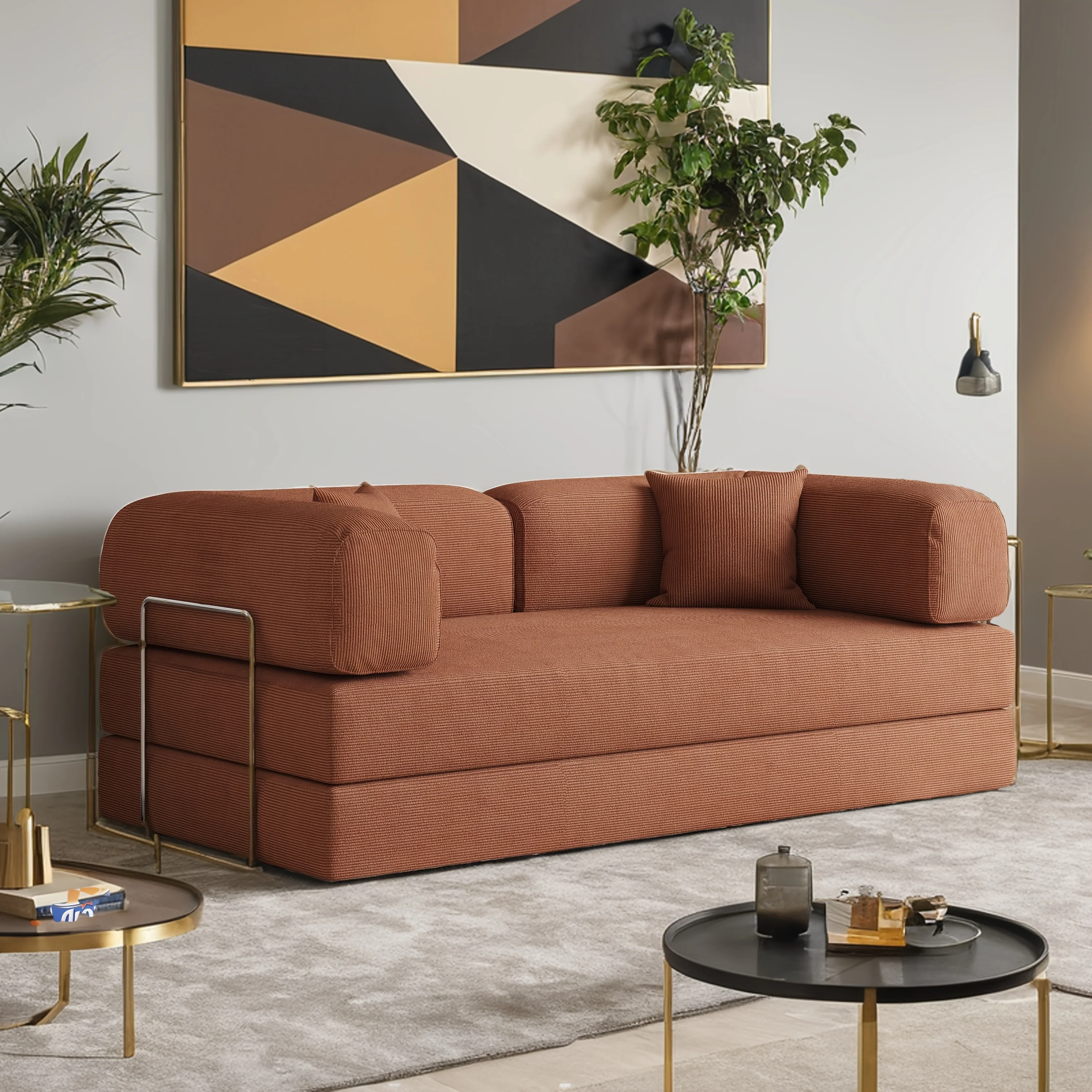 JASIWAY Modern Vintage Convertible Sleeper Sofa Bed