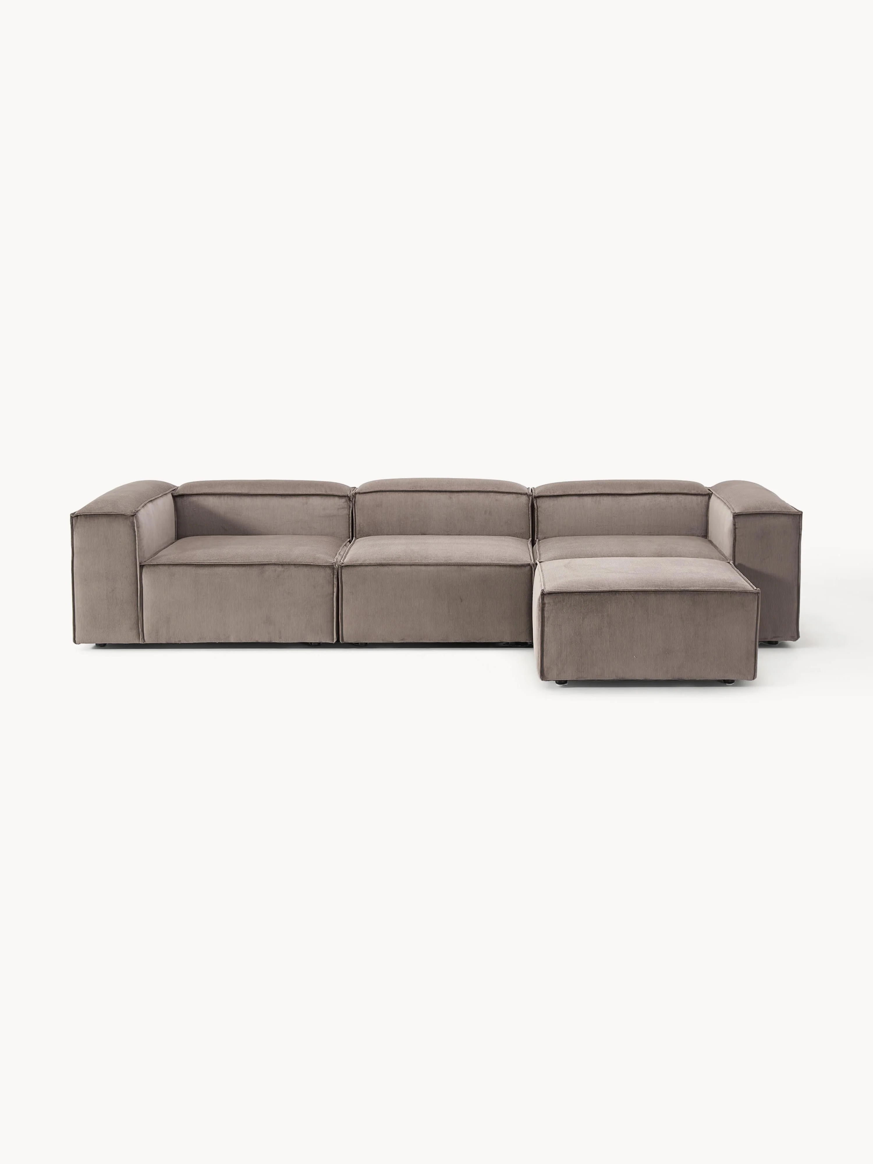 Modulares Sofa Lennon (4-Sitzer) aus Cord mit Hocker (links/rechts)