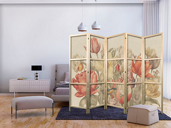 Paravent japonais -Fleurs coloréesclair Illustration