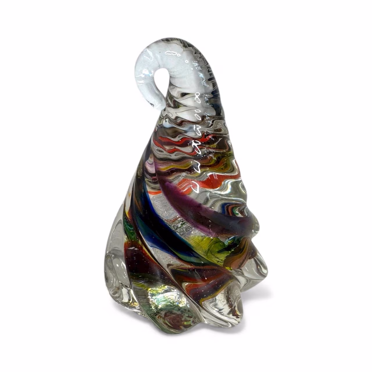 David Goldhagen Handblown twisted art glass colorful paperweight/home accent/ office decor/artist signed