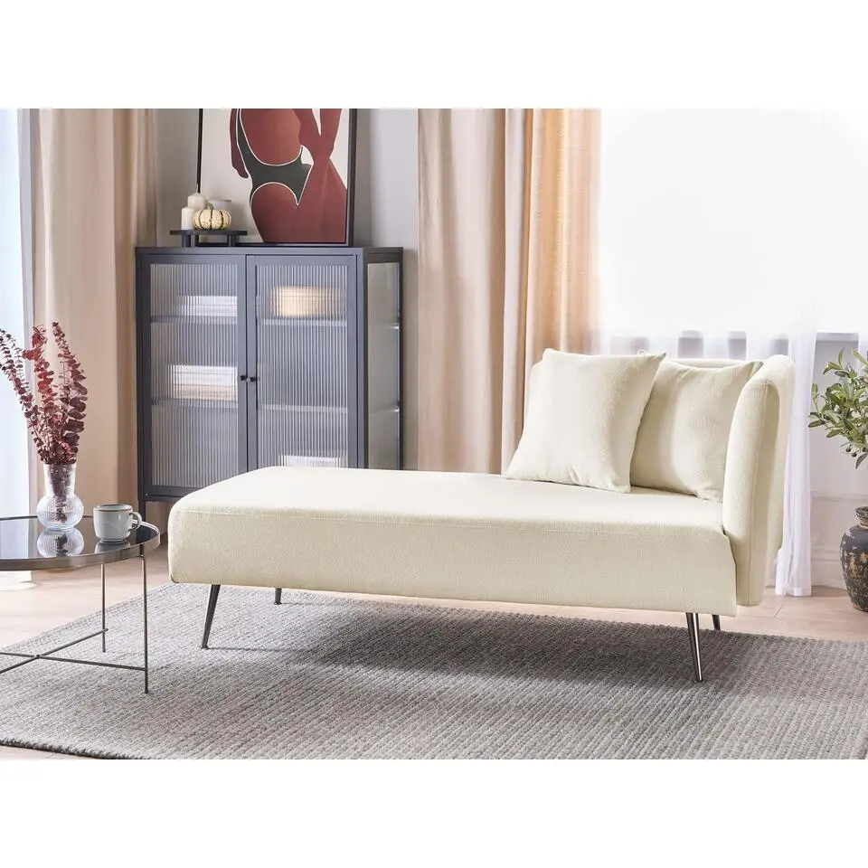 RIOM - Chaise longue - Wit - Rechterzijde - Boucl&eacute;
