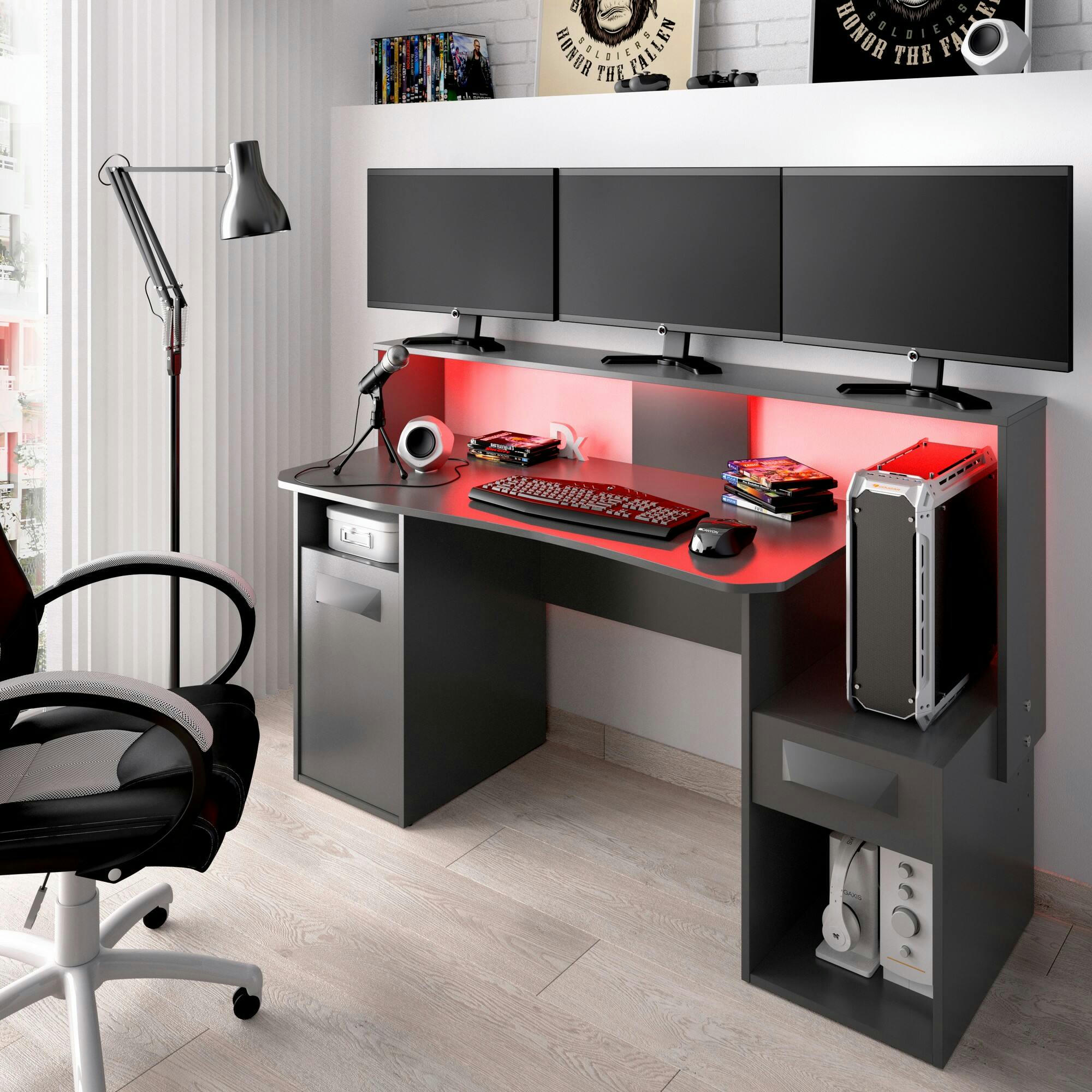DGORIN - Bureau effet bois anthracite