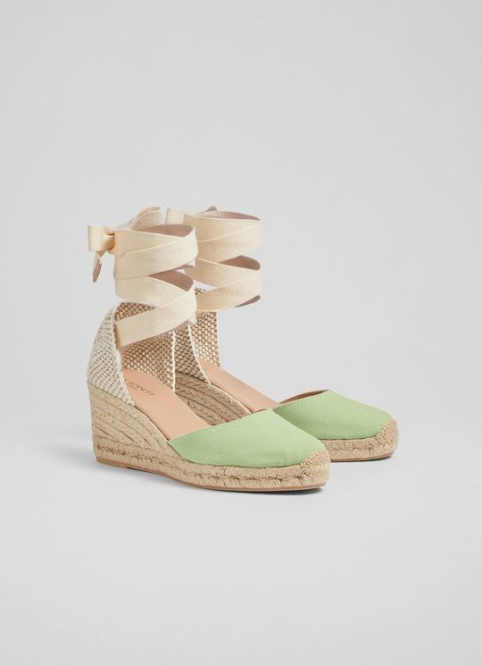 Maureen Green Canvas Espadrilles
